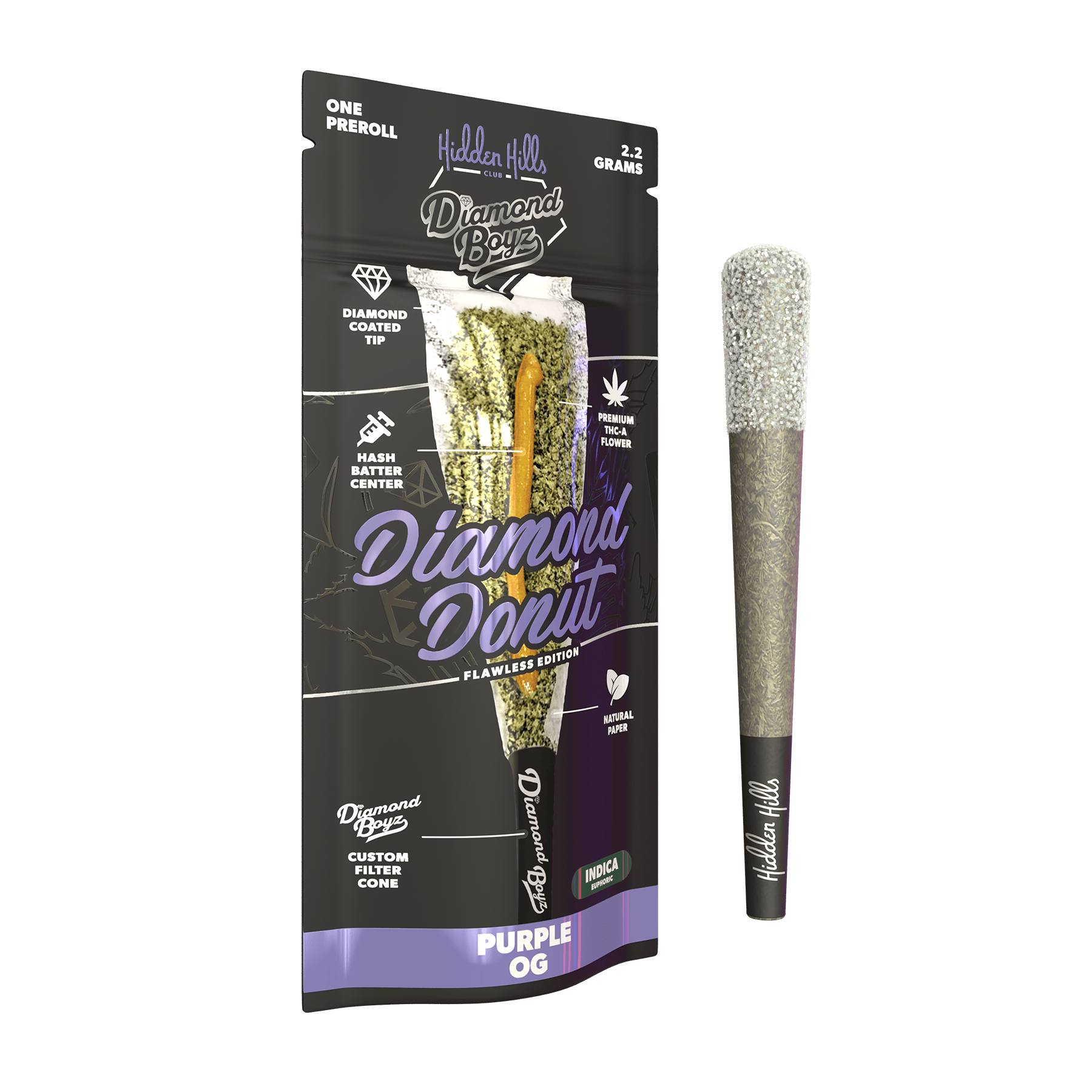 Purple OG - Hidden Hills Diamond Donut Pre-Rolls 2.2G