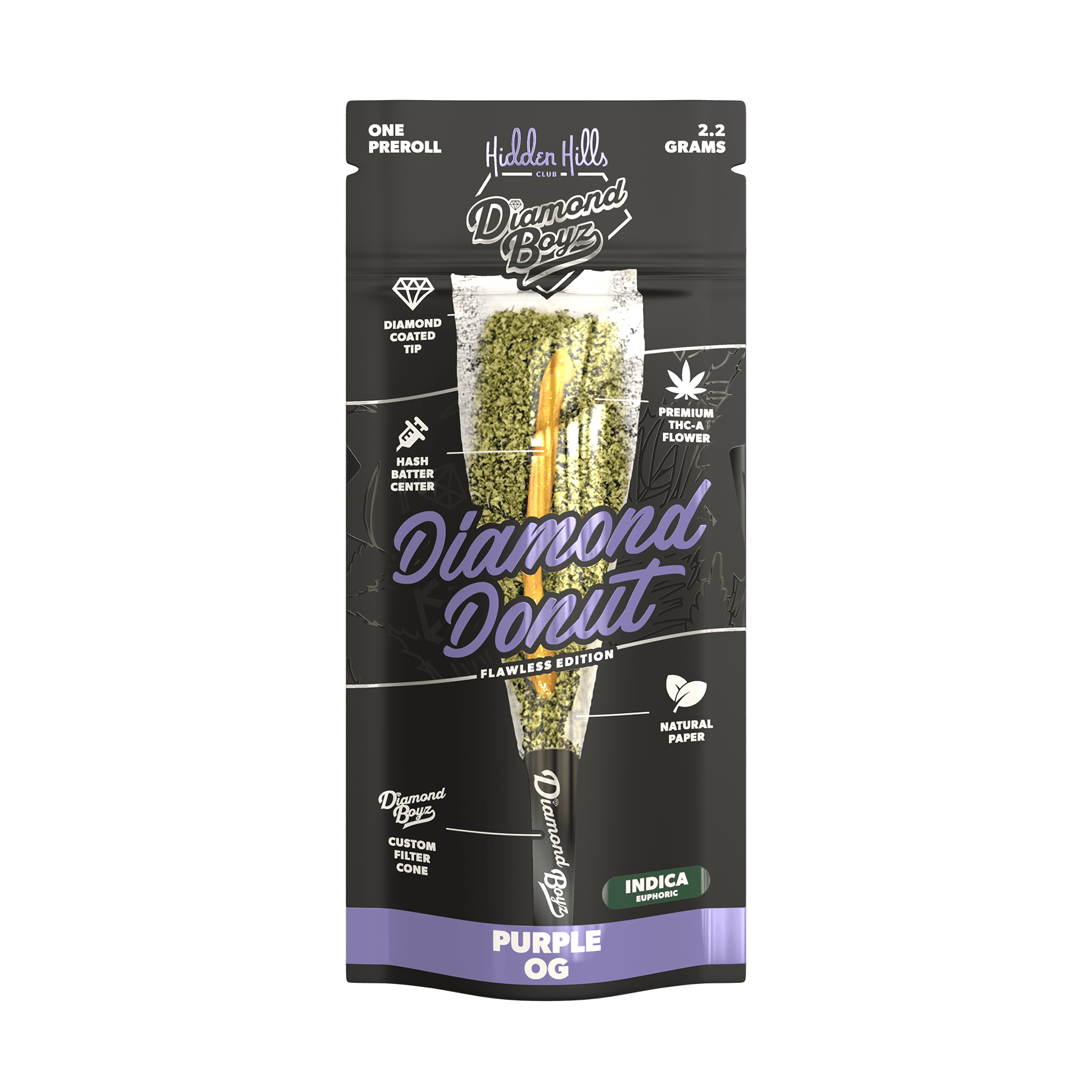 Purple OG - Hidden Hills Diamond Donut Pre-Rolls 2.2G - Image 2