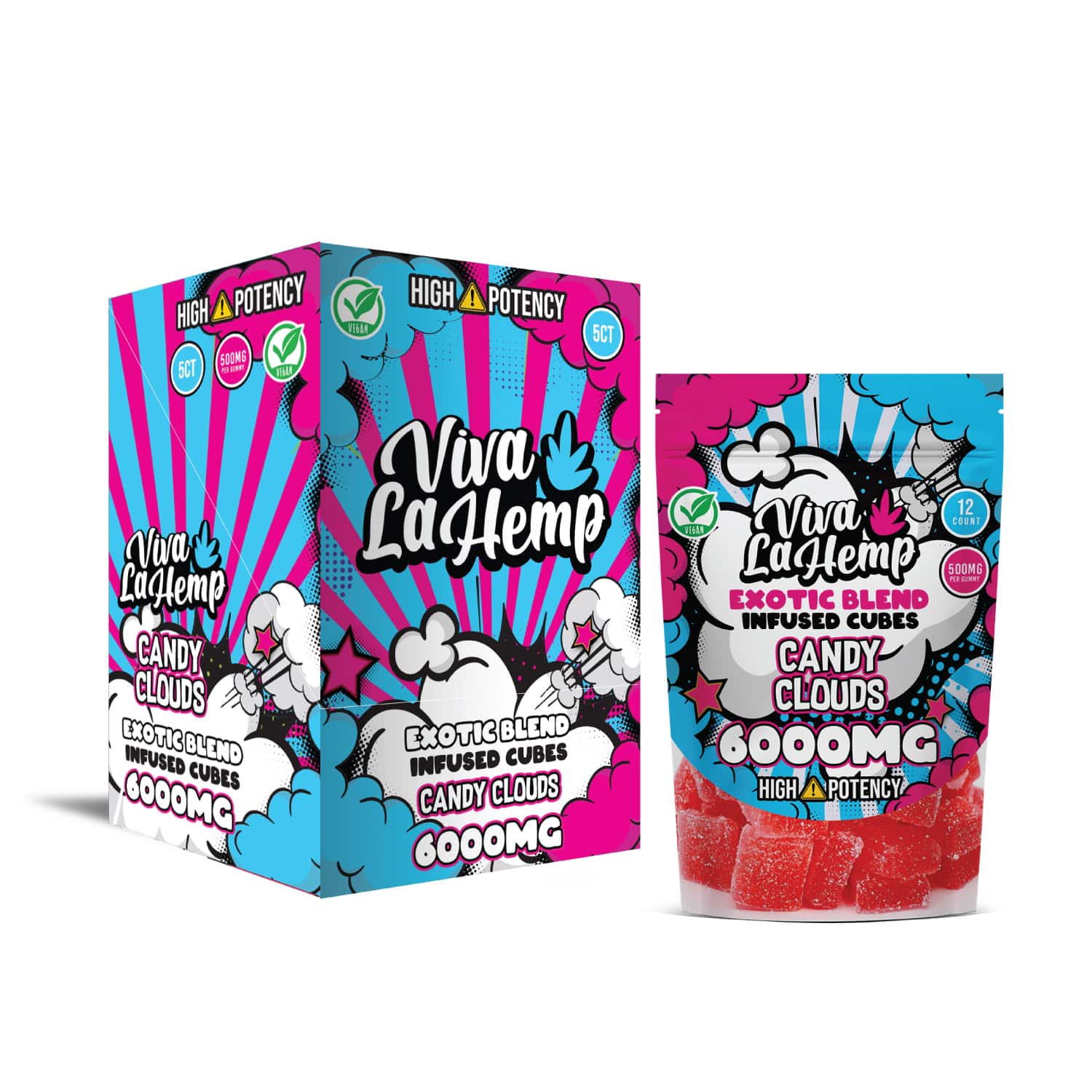 Candy Clouds - Viva La Hemp Infused Cube Gummies 6000MG